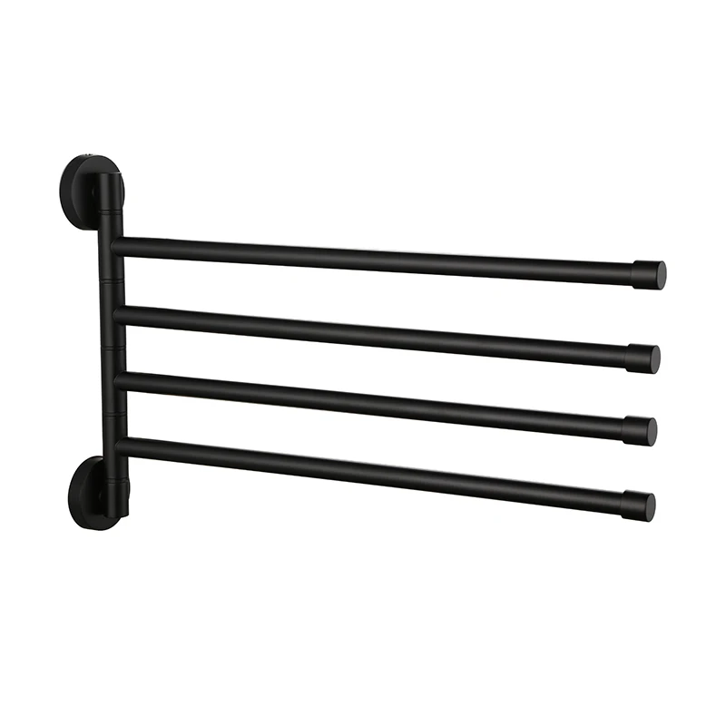 Bathroom Accessories manufacturers wall mounted towel bar black Stainless Steel 304 Rotating Towel Rack