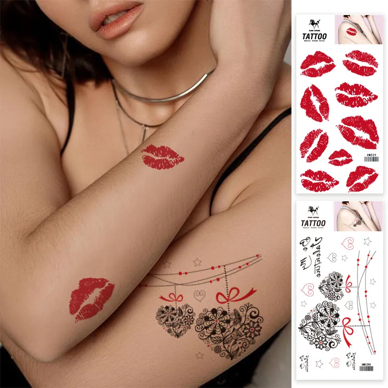 Wholesale New Designs Valentines Day Waterproof Temporary Tattoo Stickers Love Heart Designs Body Arts Tattoo