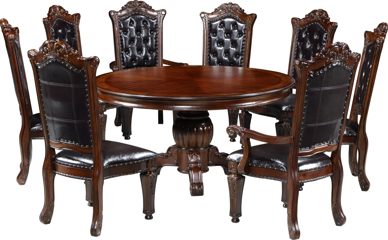 Classic Luxury Wooden Round Dining Table with Chair Dining Room Set Furniture Home Furniture Modern Solid Wood Dinning Table