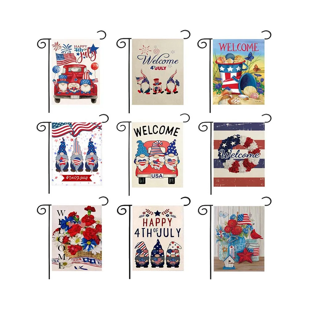 High Quality Sublimation Printing 30x45cm Double Sided Yard Lawn Flag 12x18 Inch Blue Line Blank Garden Flag With Pole Holder