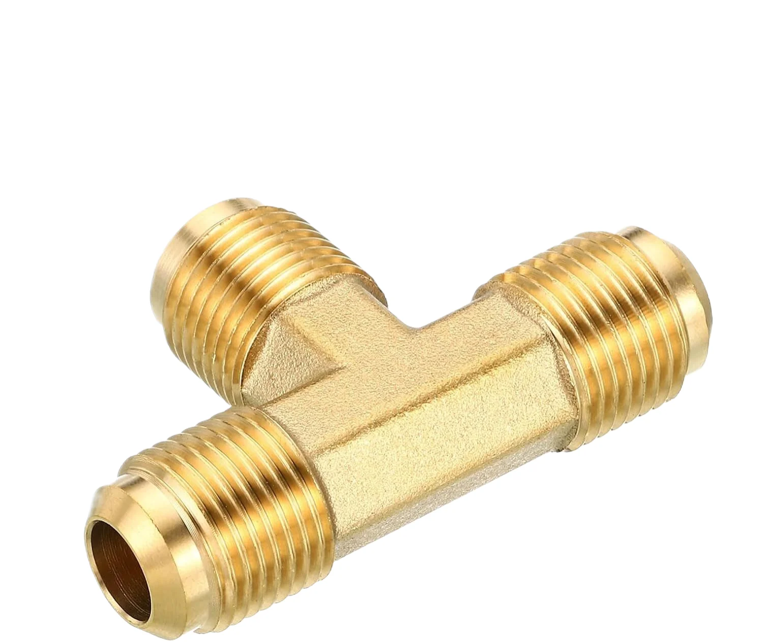 Factory Supplied High Precision CNC brass joint adapter Brass Male Flare Tee Water Copper Tube Connector Fitting NPT BSP Forging
