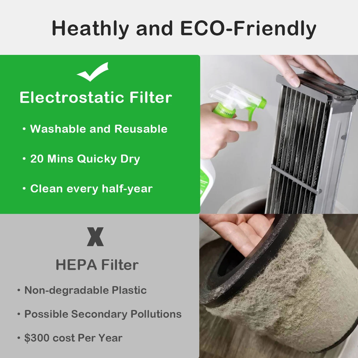 3 in 1 Household electric air cleaner with ESP filter, air sterilizer, UV lamp, OEM, ODM