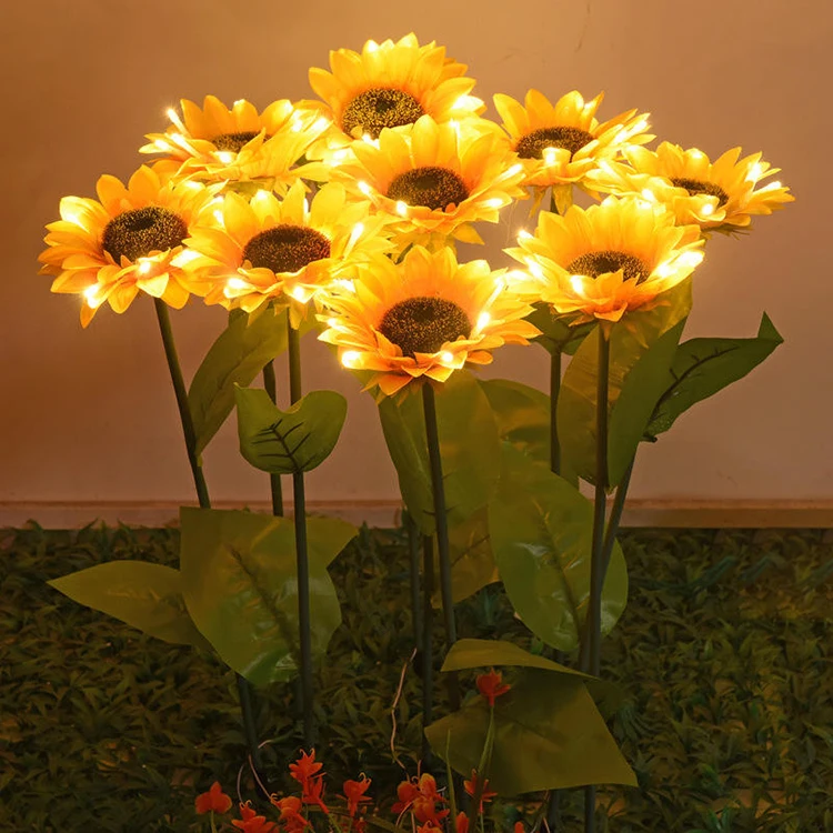 Modern Solar Garden Lawn Lights Sunflower Flower Lamp  Waterproof Solar Flowers Pathway Light For Patio Yard Holiday Decoration