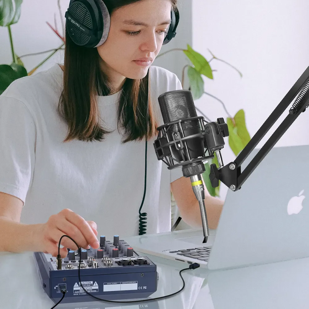 DE8 Professional DJ Sound Controller with 16 Bit DSP Soundcard for PC Recording 8 channel usb audio mixer