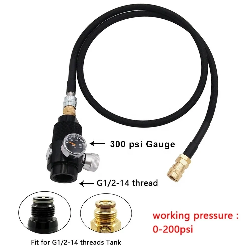 100cm Low Pressure SLP FLEX Remote Hose Line to Paintball HPA CO2 Tank Regulating Range 0-200 PSI