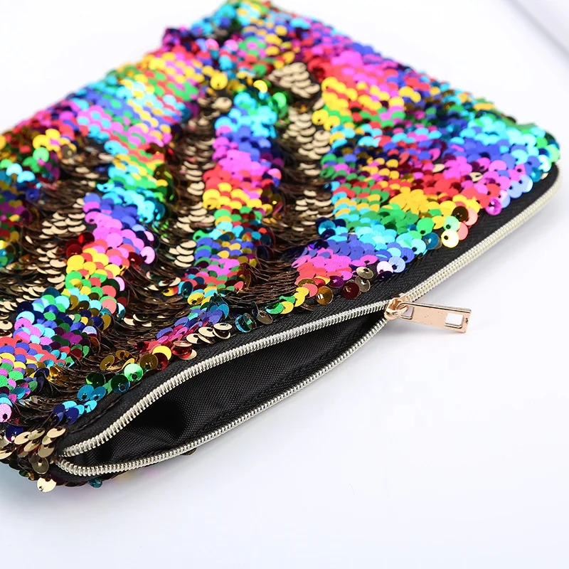 
Wholesale Fashion Bling Sparkly Flip Reversible Sequin Makeup Cosmetic Pouch 