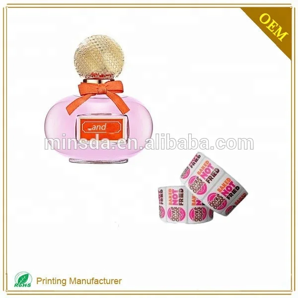 Minsda Custom Logo Printed Cosmetic Adhesive Label UV Gold Foil Sticker Perfume Glass Plastic Bottle Label
