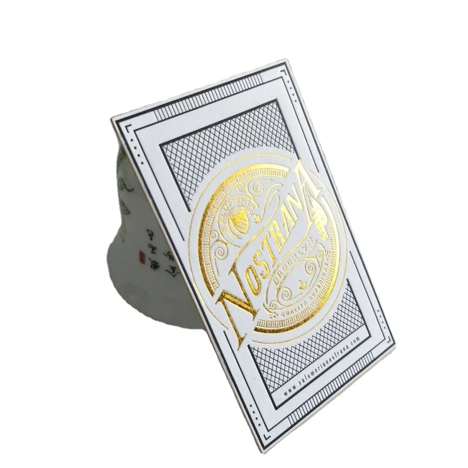 Gold foil printing cotton paper Business Card thank you business card custom with logo