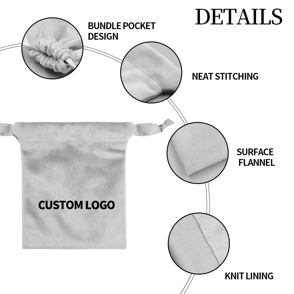 China Factory Earring Bracelet Necklace Ring Gift Jewelry Drawstring Bag Custom Logo Dust Suede Packaging Velvet Jewelry Pouch