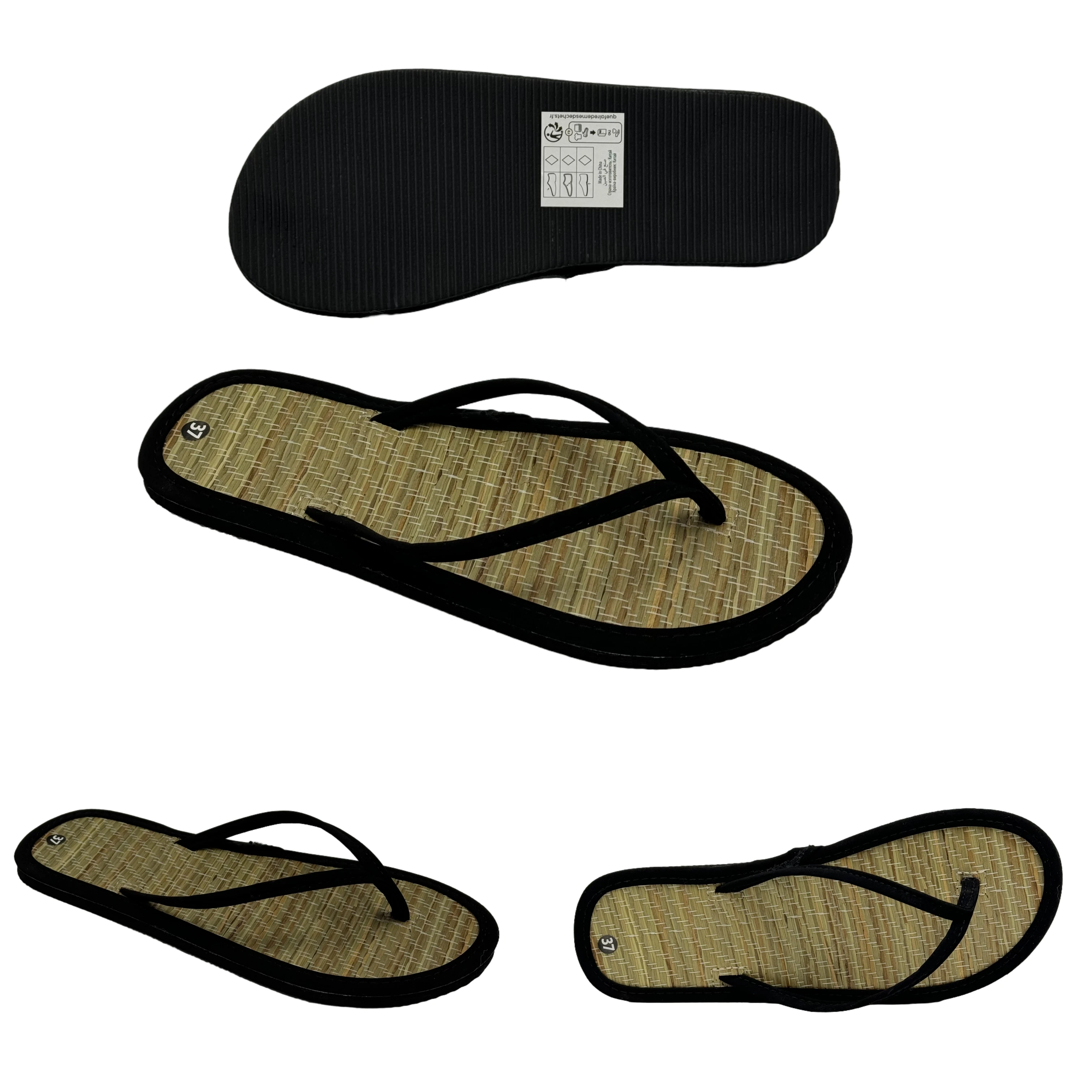 New Design Summer Seagrass Slipper Natural Straw indoor outdoor sandals flat Bamboo Flip Flop