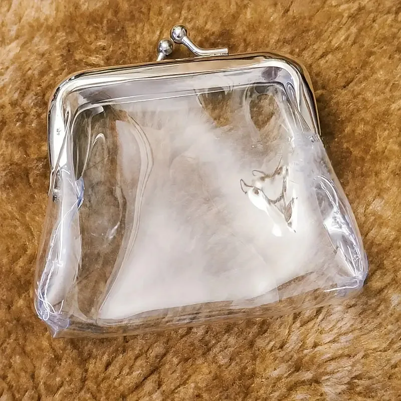 Wholesale Small Clear Vinyl Coin Purse Cash Organizer Transparent PVC See Through Kiss Lock Wallet