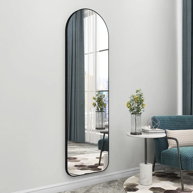 large Metal frame customized black arch full length floor framed mirror