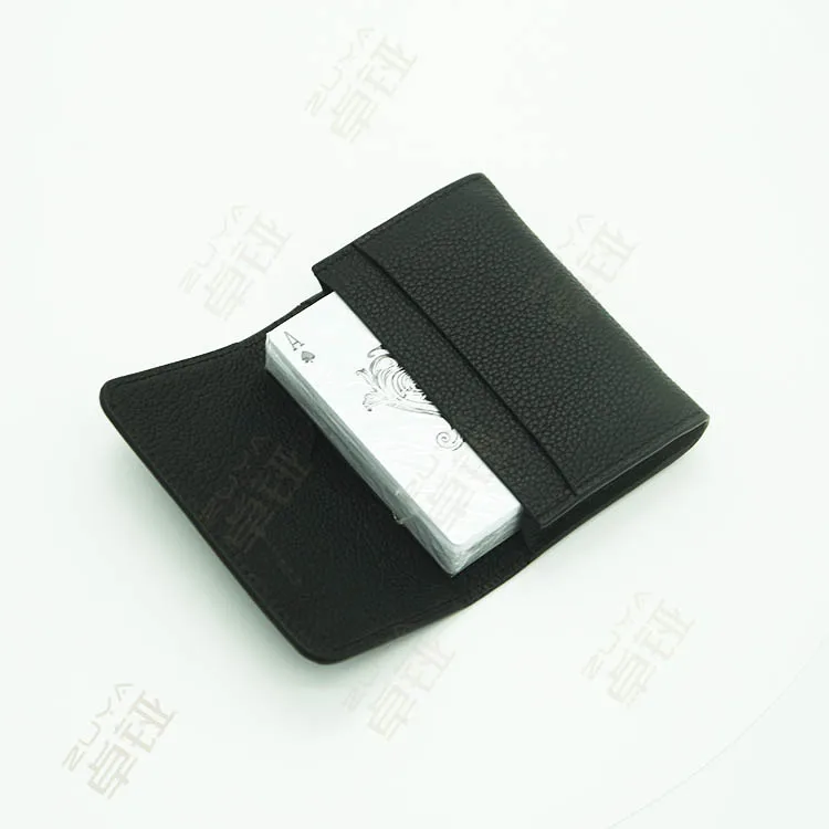 PU leather playing card box case customized flip poker card storage holder