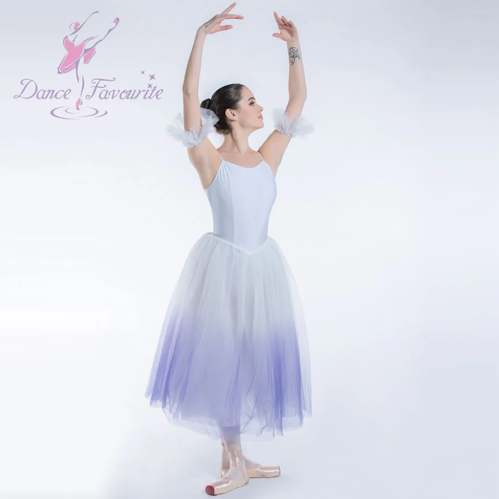 19335 Ombre purple romantic tutu skirt spandex white bodice with soft tulle tutu ballerina dance costume