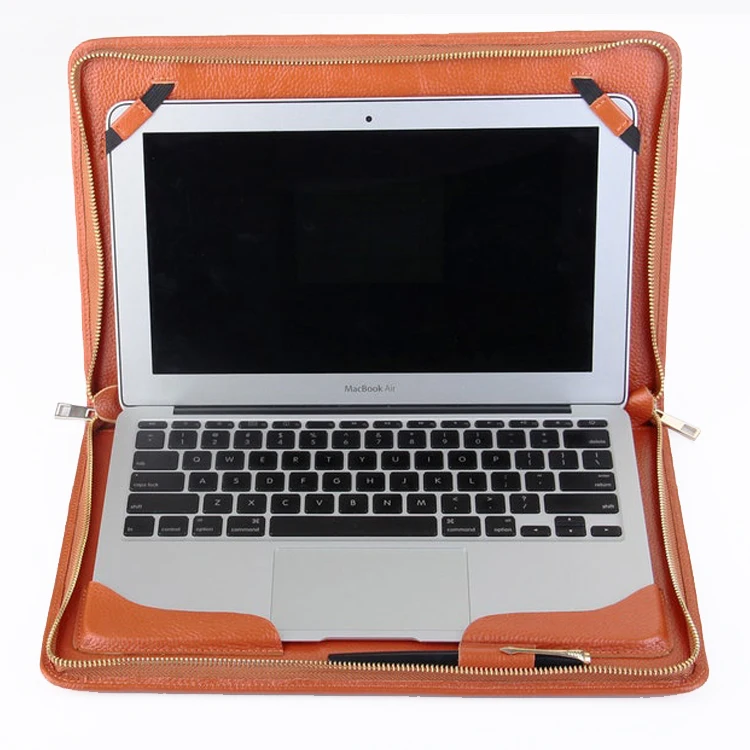 Lichi Leather Briefcase With Handle Laptop Case 14 Inch With Logo Laptop Sleeve 360 Protection Portable Women Laptop Bag