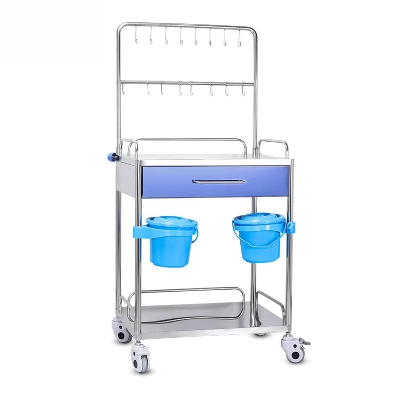 Cheap Hospital ABS Clinic Infusion Treatment Cart Trolley Crash Cart Medical trolley with 1 drawer and infusion shelf