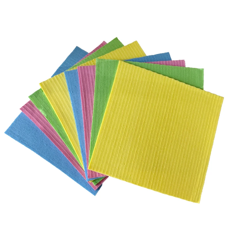 Biodegradable  Dish Cloth For Kitchen  customize 4mm Thickness Dishcloth cellulose Wood Pulp Dishcloth Cleaning Cloths