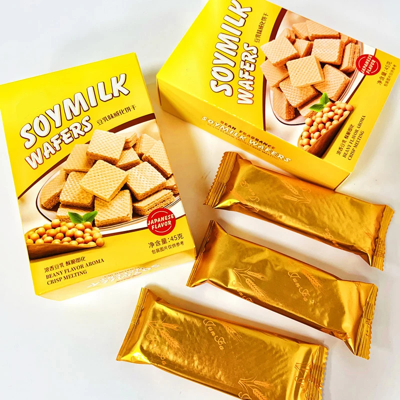 Chinese OEM Factory Pure Soy Aroma Crunchy Wafer Storewide Promotion Enjoy Soy Milk Wafer Biscuits