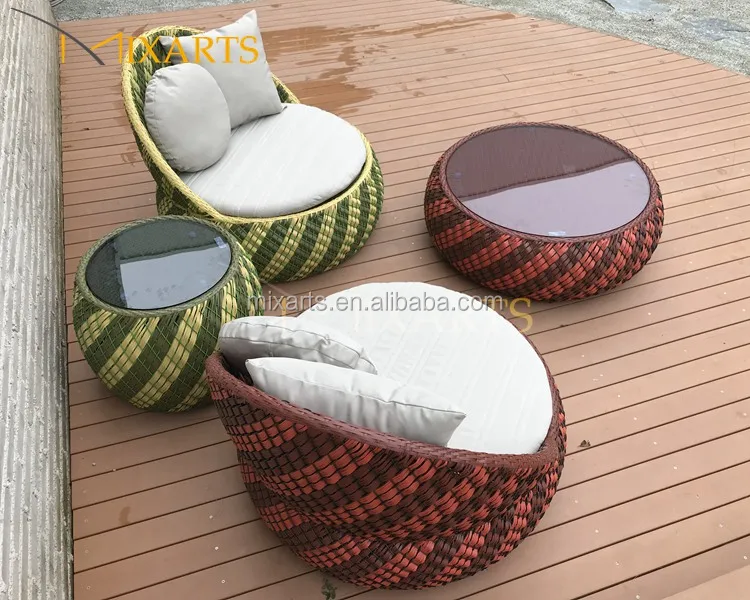Decor Home Wicker Round Rattan Side Table Rattan Coffee Tea Table Garden Patio Furniture Colorful look Rattan Furniture