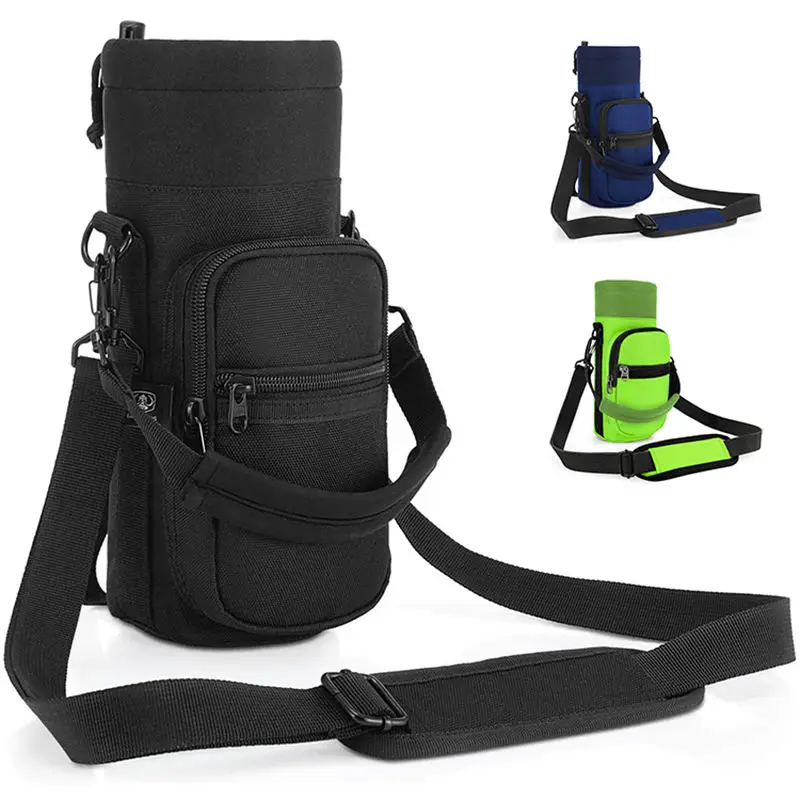 BSCI Factory Supplier Custom Logo Hiking Travel Outdoor Neoprene Sleeve Bottle Carrier Holder Cooler Sling Water Bottle Bag