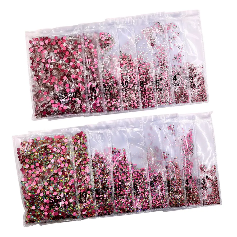 High Quality bling nail art Rhinestones With rose Back Crystal ab Nail Strass