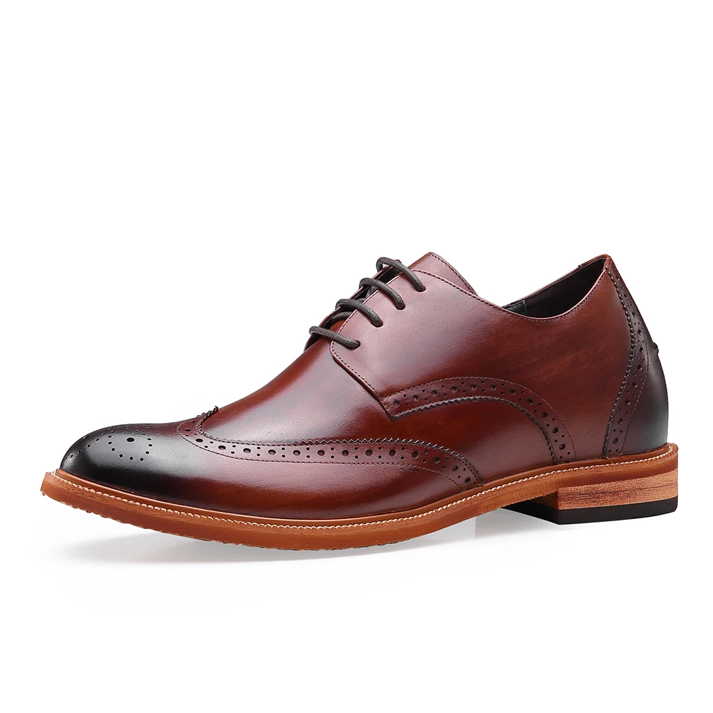 Броги мужские из натуральной кожи на скрытом каблуке, свадебные классические туфли, обувь для увеличения роста, новый дизайн