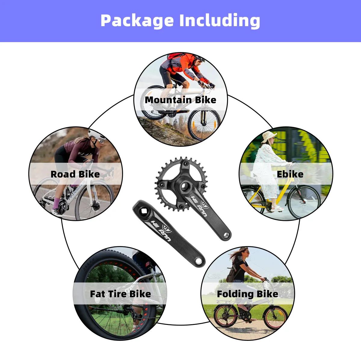 JOYSUN MTB Crankset 32-36T Ultralight Aluminum Alloy Crankset Mountain Bicycle Crank Set Bike Parts Mtb Cranks