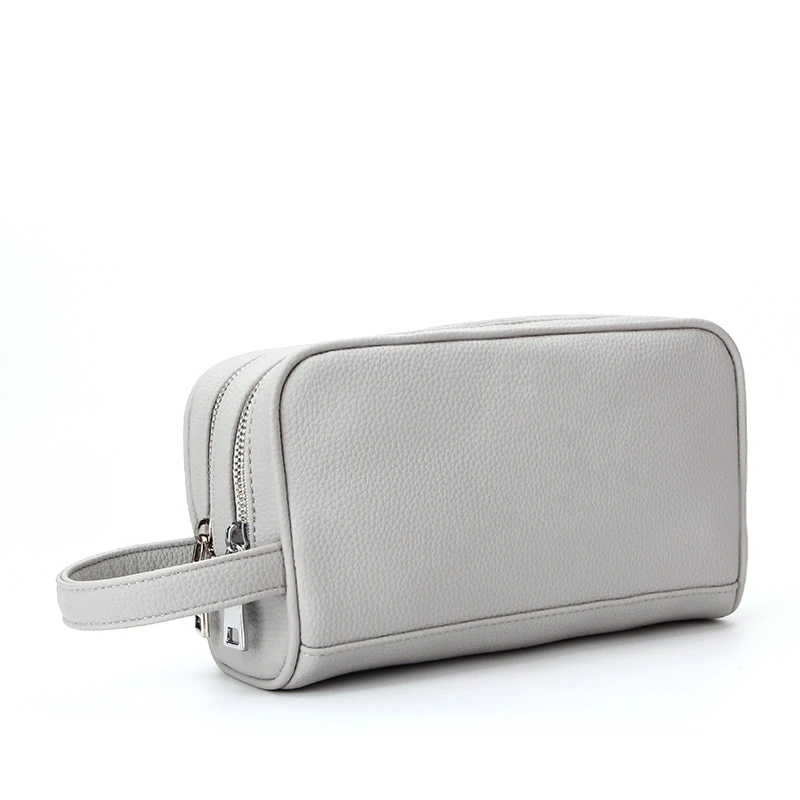 Ladies Portable Large Storage 2 Compartment Double Zipper Toiletry Bag Makeup Bag Cosmetic