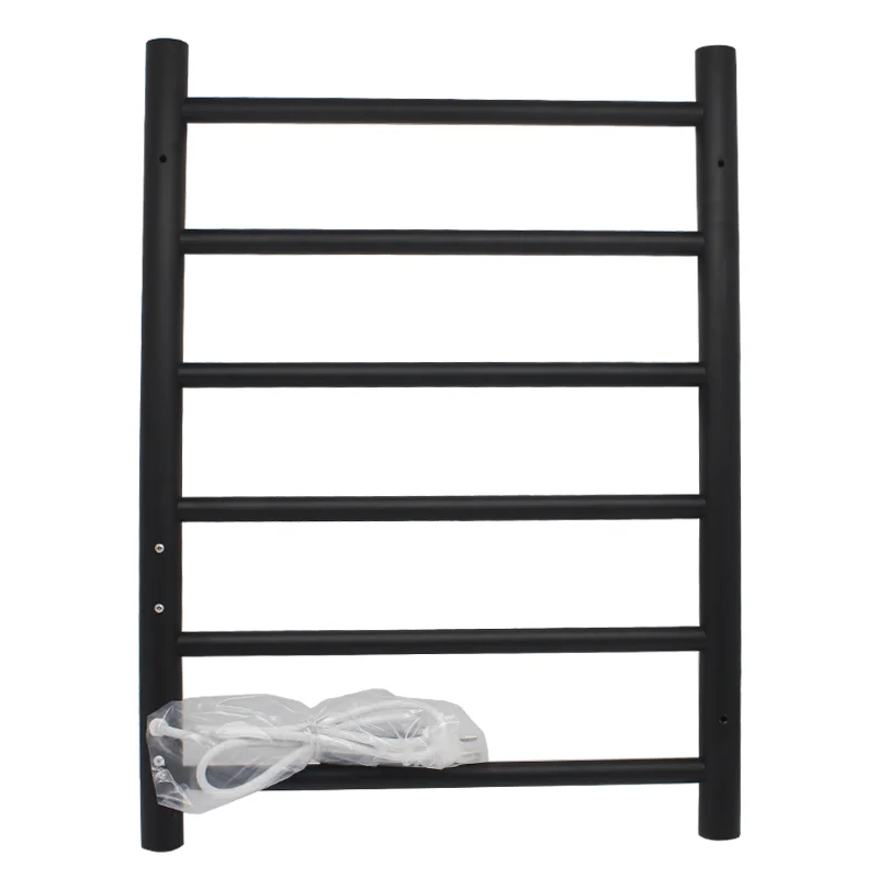 Matte black stainless steel electric towel warmer indoor clothes towel laundry heated drying racks with Timer