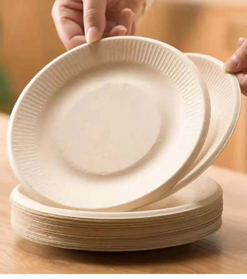 Factory Price Disposable  Eco-friendly  Biodegradable Unbleached Bagasse  Paper Plate For Birthday Party