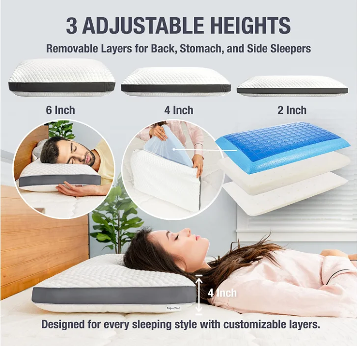 Gel Memory Foam Cooling Pillows Stomach Side Sleepers Orthopedic For Relaxed Sleeping Soft Pillows//