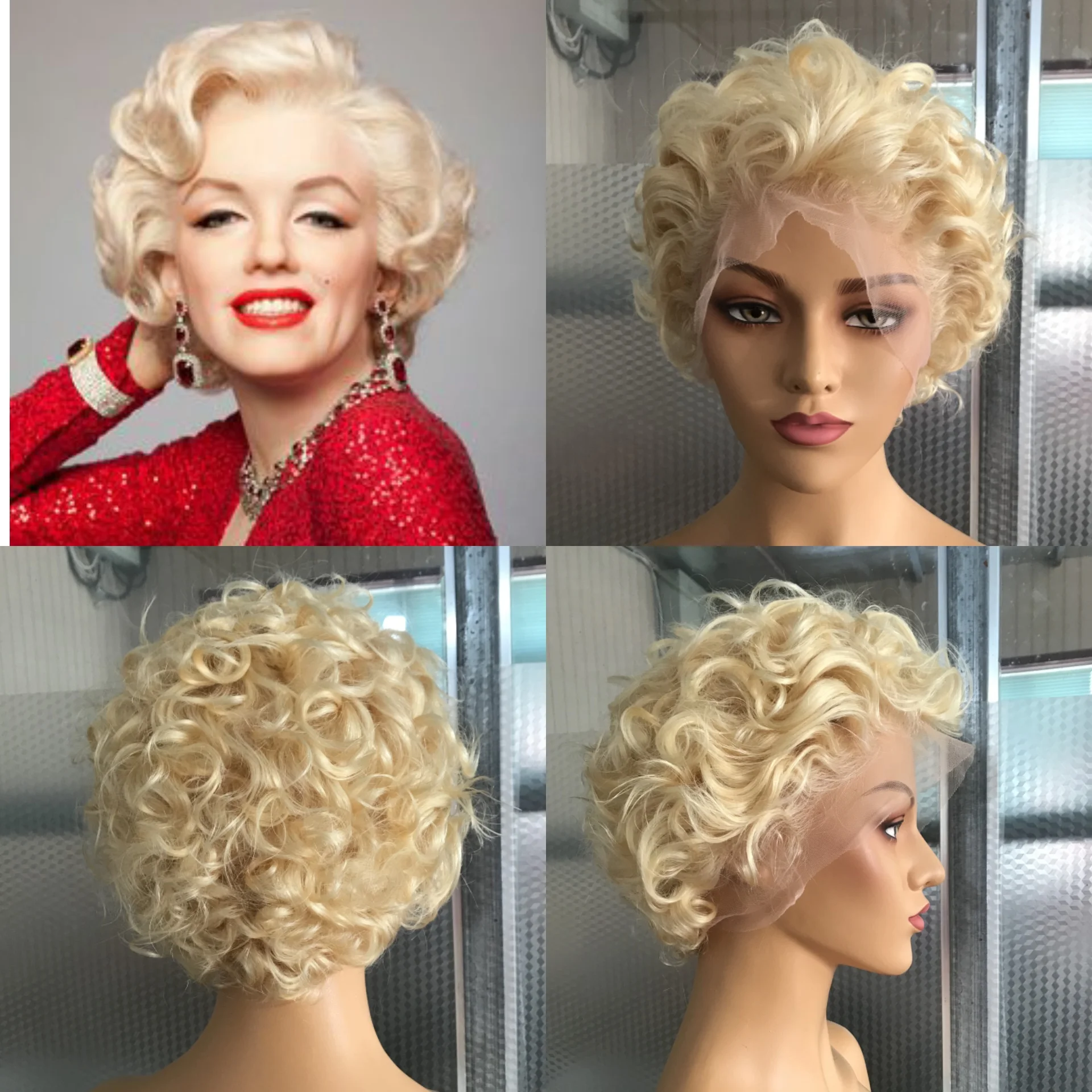 Amara best sale popular full lace pixie wig 613 bob lace wig top quality brazilian pixie wig in stock