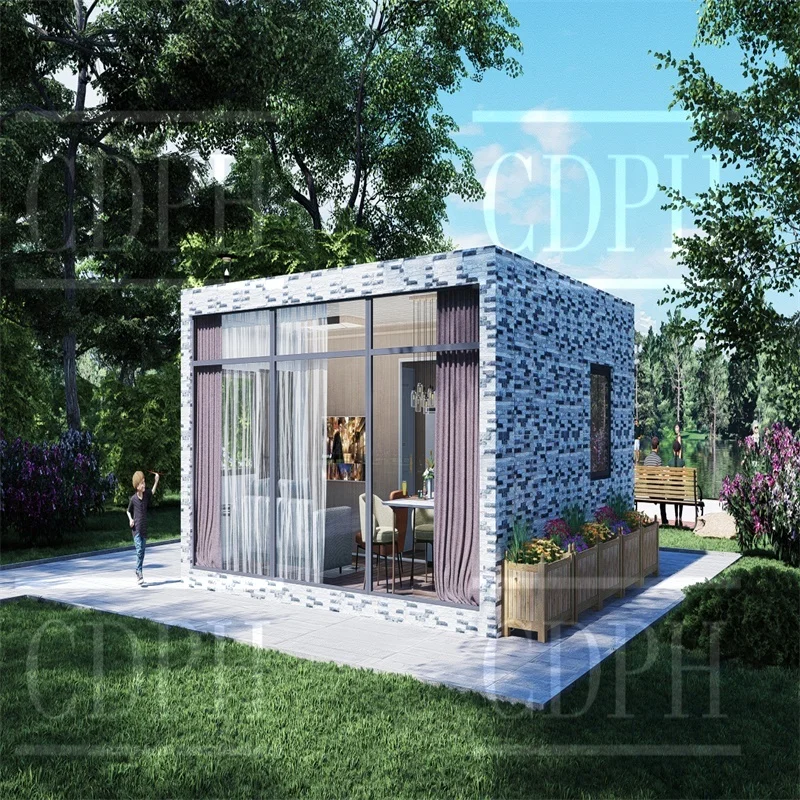 Luxury cultural stone decoration two-bedroom prefabricated modular house & container house with roof