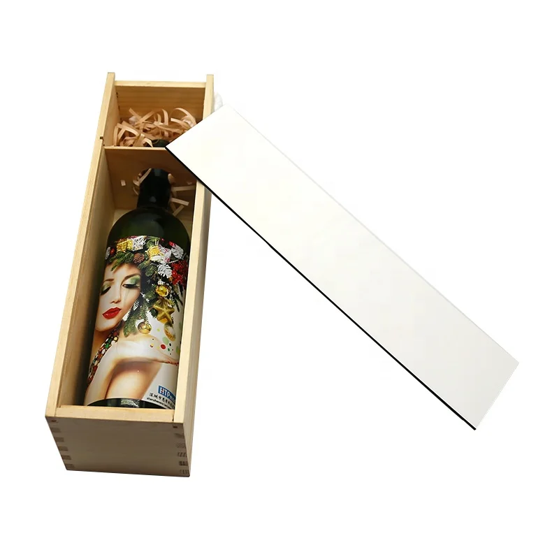 Sublimated Red Wine Gift Wood Boxes Wine Bottle Case Custom Wooden Wine Gift Box