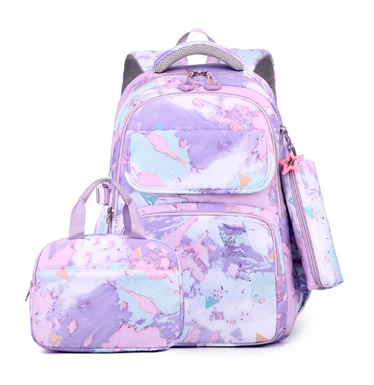New Fashion 3-in-1 School Backpack and lunch bags Pencil Bag Set Waterproof School Bag for Girls