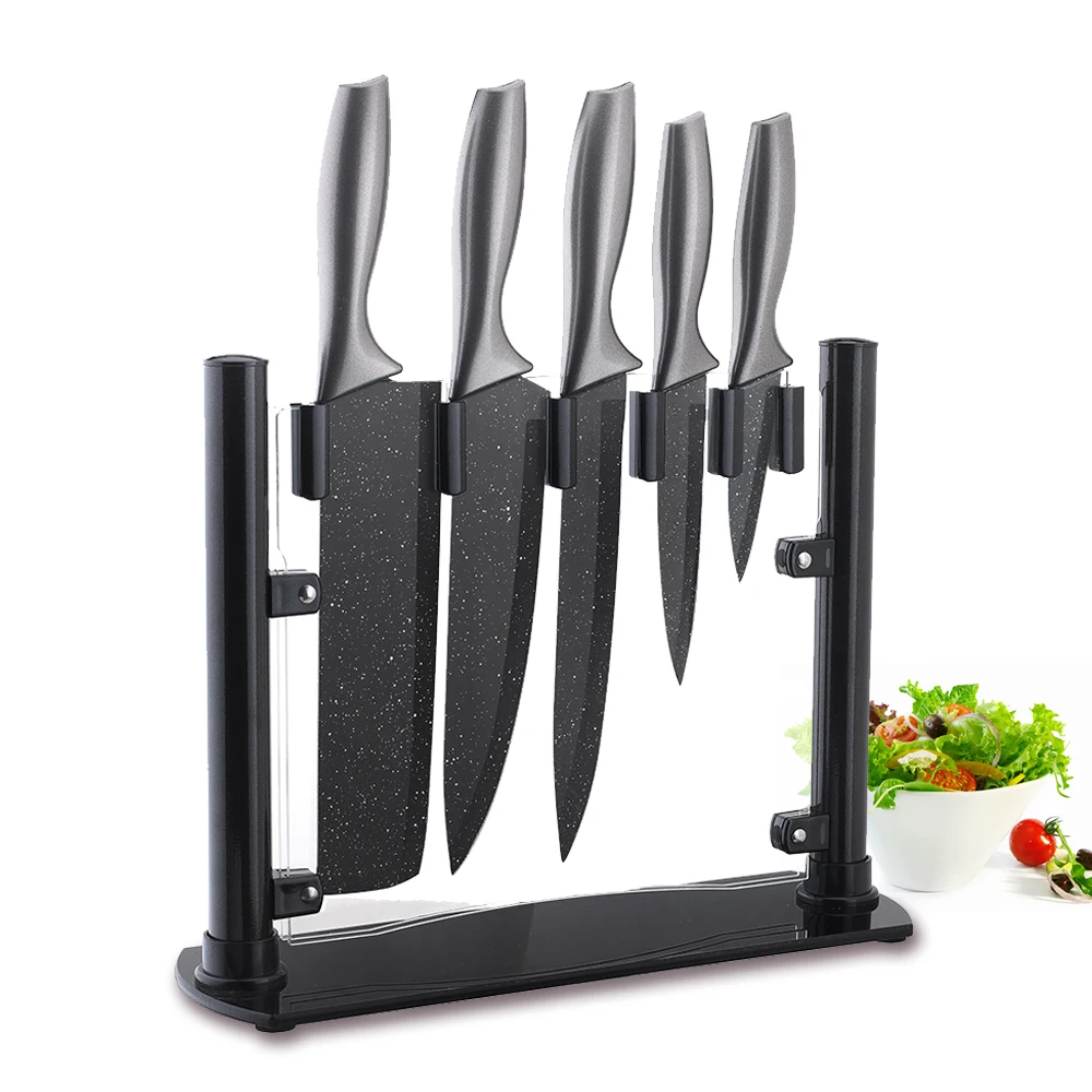 KITCHENCARE acrylic knife holder Stainless steel 6pcs Non-stick knife block set