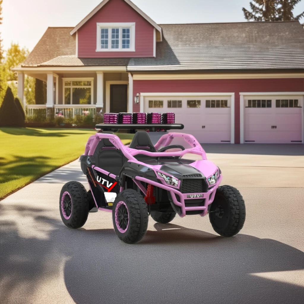 2024 Unisex Electric Pedal Car Kids Ride-on UTV with Leather Seat (50cm Cushion) USB Battery Powered Plastic New Style