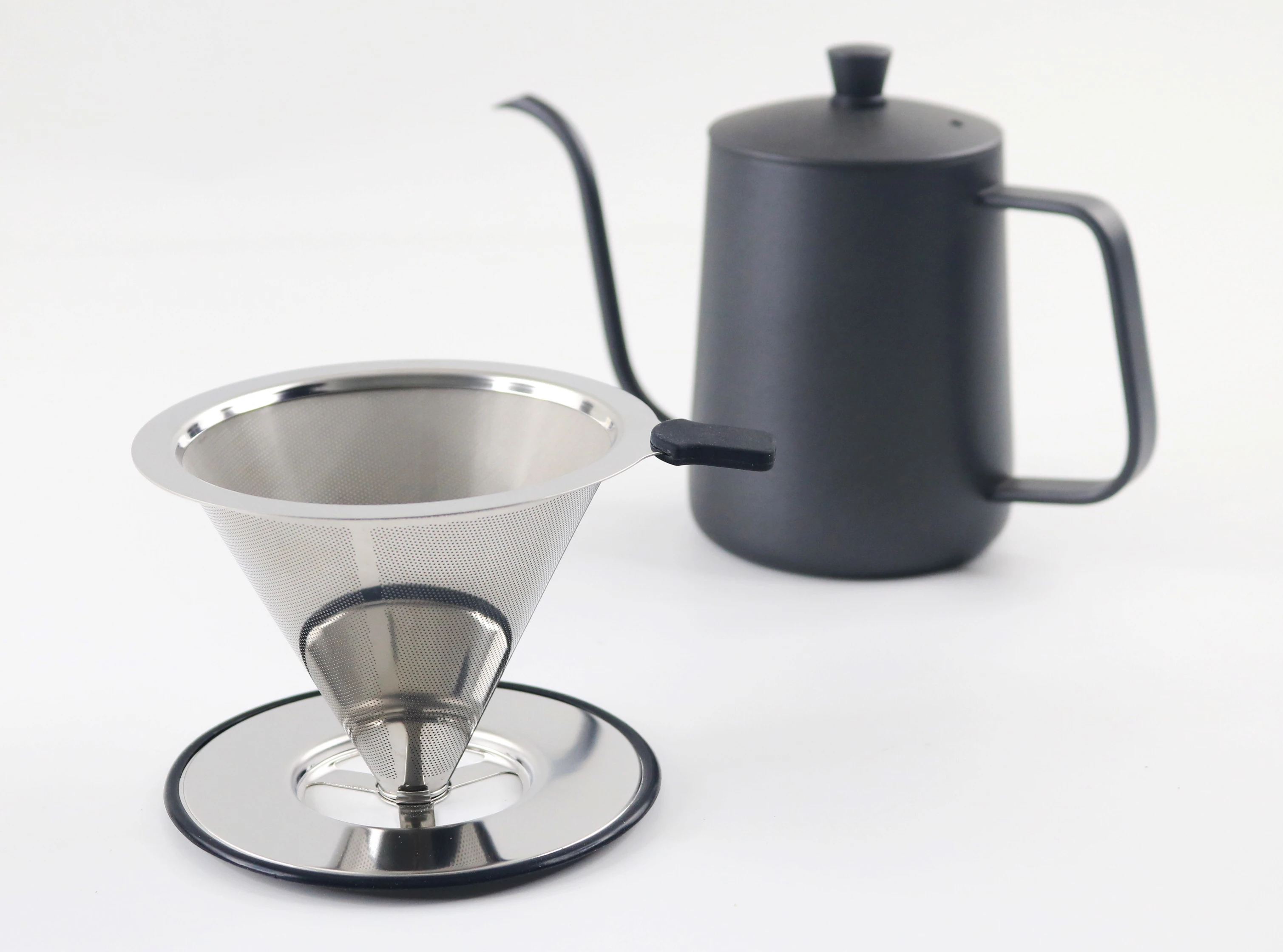 Pour Over Coffee Dripper Reusable Double Mesh Paperless Manual Coffee Maker Stainless Steel Coffee Filter
