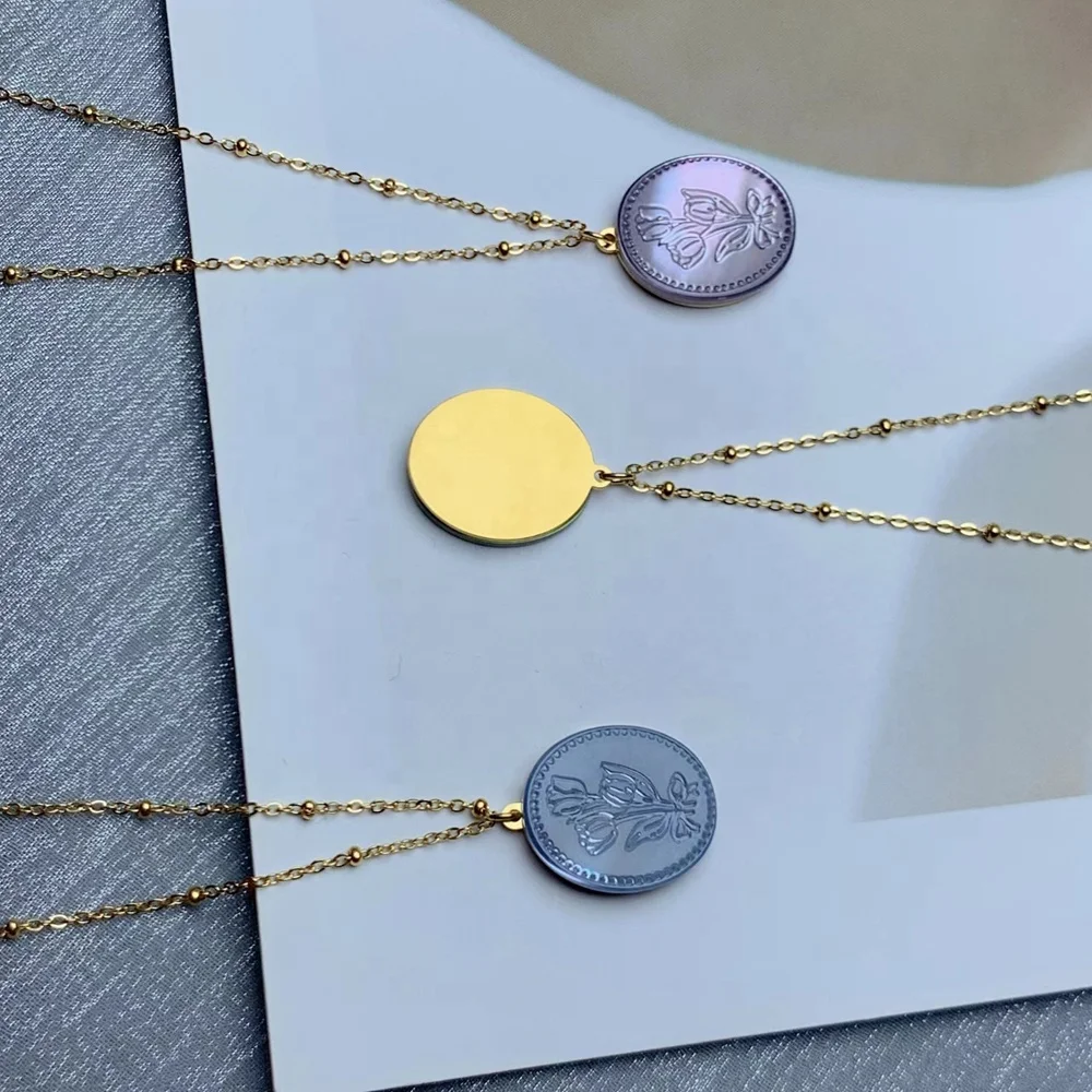 Fashion Stainless Steel Gold Shell Flower Pendant Necklace For Women 2022 Gift Jewelry Wholesale
