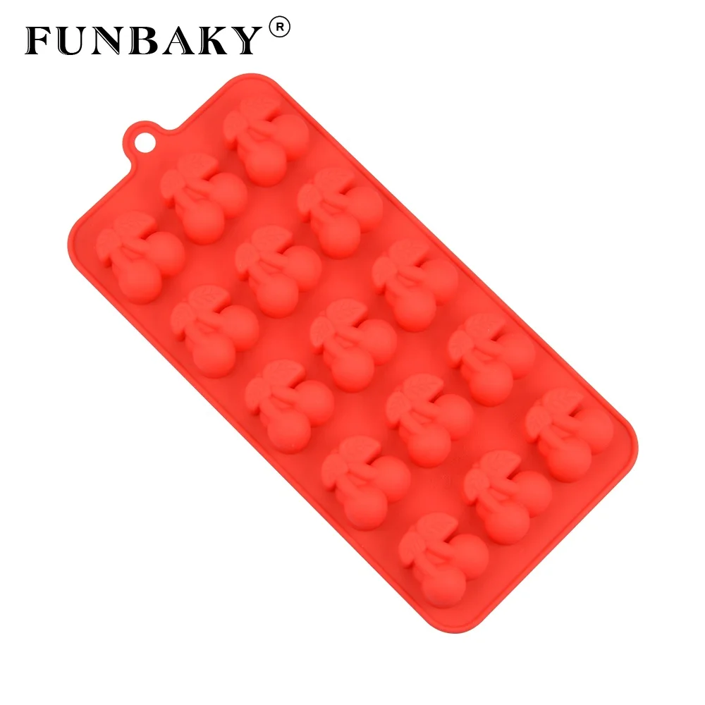 
FUNBAKY BPA free candy making tools cherry shape chocolate mould silicone DIY soft sweet gummy handmade tools 