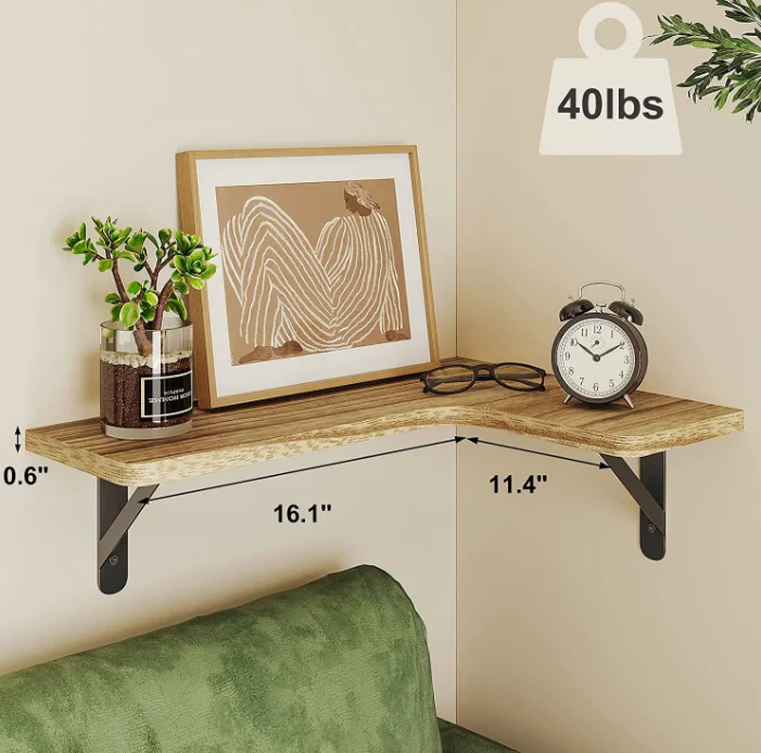Corner Floating Shelves Wood Display Storage Wall Shelves