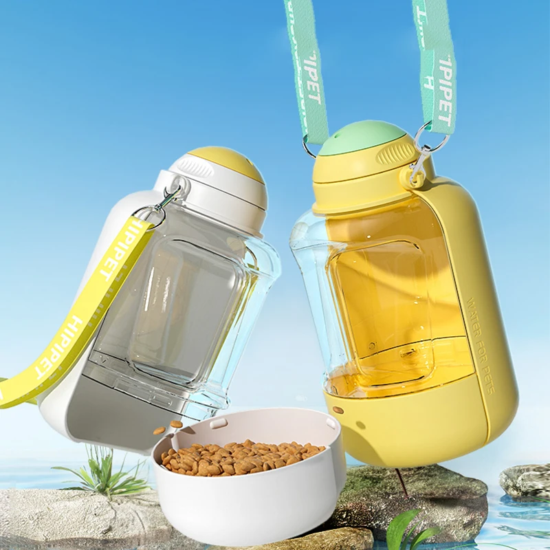 Fast Shipping Wholesale Manufacturer ABS 1.5L 2 in 1 Food & Water Pet Bowls in Travel Portable Pet Dog Water Bottle for Outdoor