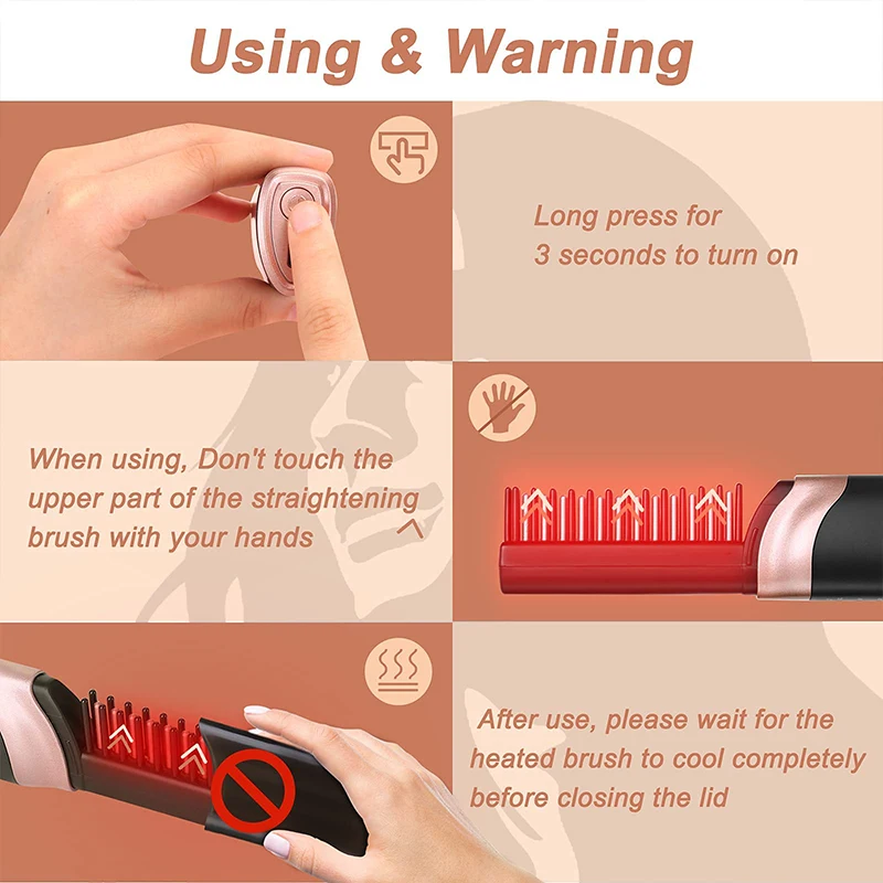 Wholesale wireless Comb Portable Hot Comb Hair Straightener Heat Comb Ceramic Flat Iron cordless Curlers with usb Charge