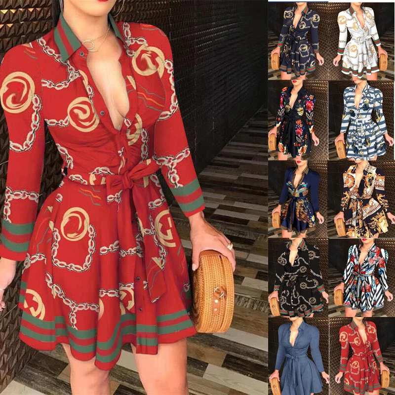 Весенние повседневные женские вечерние платья больших размеров для девочек, хит продаж, новое осеннее платье с принтом, модная женская одежда