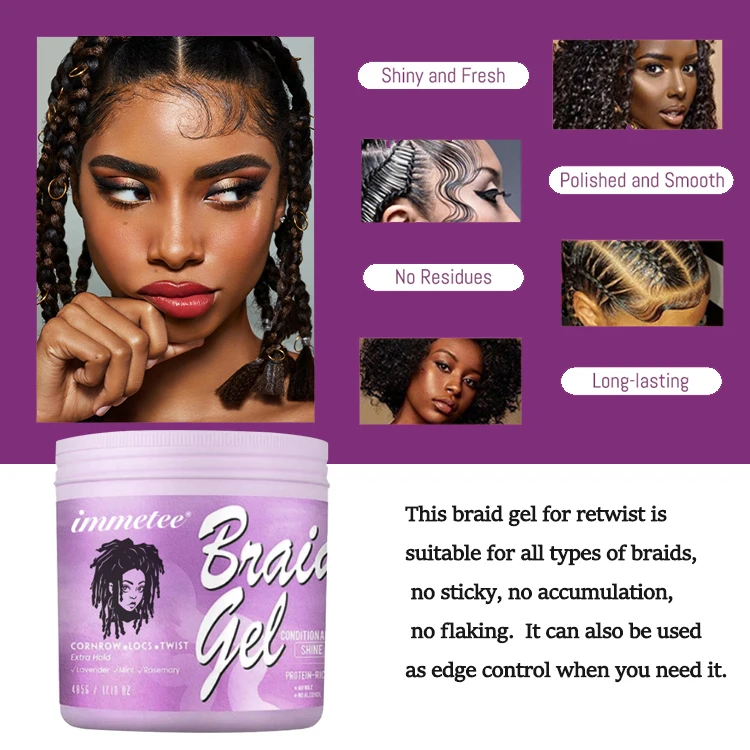 Braiding Gel Extra Hold Custom Loc N Twist Gel Organic Smooths Anti Frizz Hair Molding Braid Gel