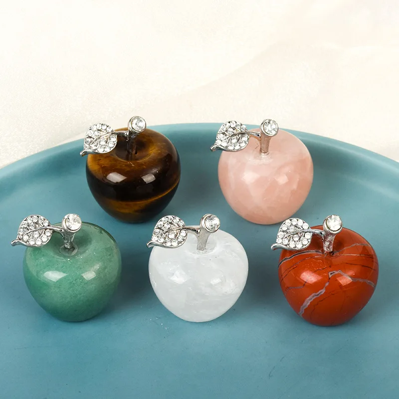 100% natural Hot Selling Wholesale Natural Crystal Apple Carvings