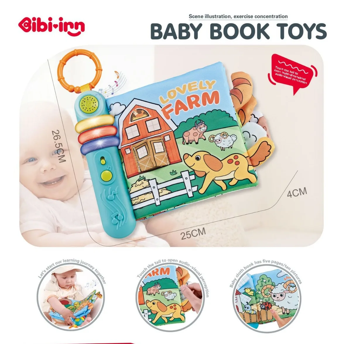 Wholesale New Arrivals Montessori Electronic Cloth Book Early Puzzle Kids Audio Hanging Book Sensory Sound of Music Toys