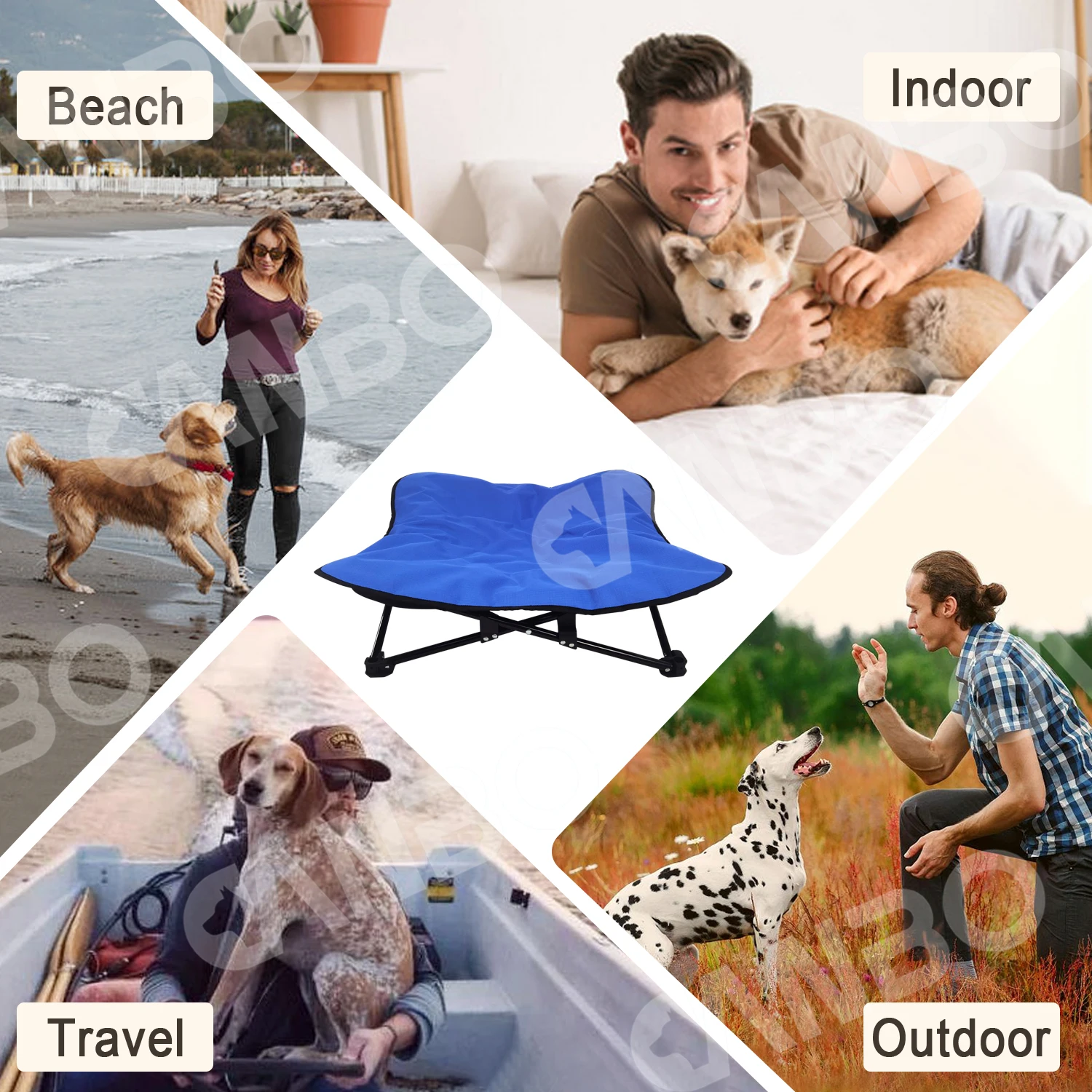 CANBO Outdoor Portable Easy Cleaning Foldable Elevated Pet Dog Bed with Waterproof Oxford Cloth