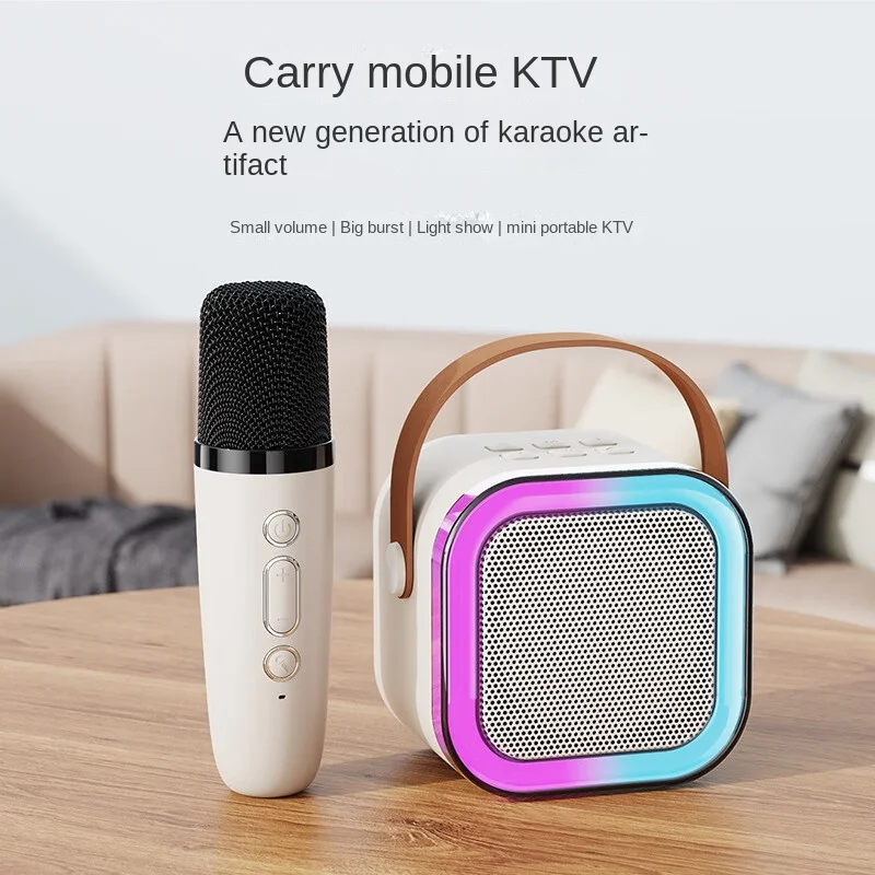 Portable Home Led Mobile Karoke Small Mini Mic Set Rechargeable Wireless Mini Speaker with Microphone BT Karaoke