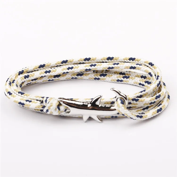 More color Available Adjustable Natural Rope Shark Anchor Bracelet for men women